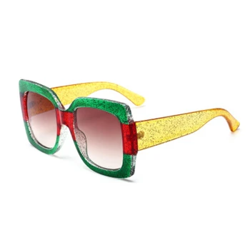 Moda tricolor kwadratowe okulary marka kobiet rocznika projektant duże ramki gradient okulary damskie ponadgabarytowych ramki okulary