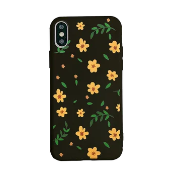 Moda ładny kwiatowy etui do telefonu iPhone 11 Pro X XS Max XR 7 8 6 6S Plus 5 5S SE miękki TPU matte żółty kwiat tylna pokrywa