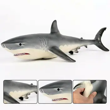 Modelowanie zwierząt morskich model super miękka guma wypełniony bawełna żarłacz biały model dziecięca zabawka megalodon