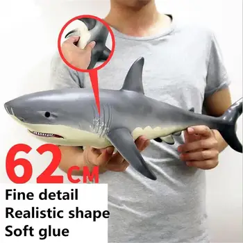 Modelowanie zwierząt morskich model super miękka guma wypełniony bawełna żarłacz biały model dziecięca zabawka megalodon