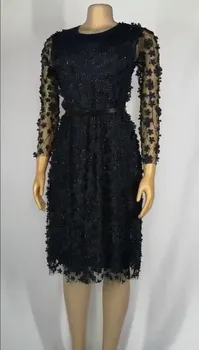 Modna Sukienka Dla Kobiet Pikantne Aplikacje Siatki Patchwork Biurowy Sukni Vintage Koktajl Midi Vestidos Plus Wymiary 2020