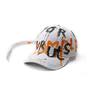 Modne litery graffiti czapka z daszkiem Wypoczynek Dla mężczyzn, dla kobiet, czarny długi pas GD zakrzywiony skull czapki osobowość Snapback kapelusze kości