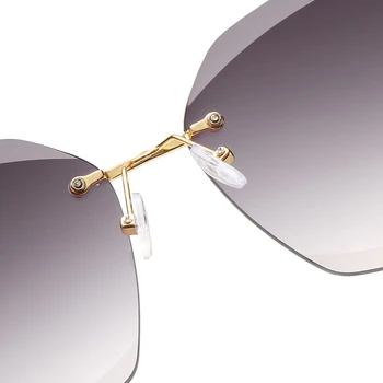 Modne okulary bez oprawek kobiety 2020 luksusowej marki projektant okulary damskie klasyczne rocznika UV400 Outdoor Oculos De Sol