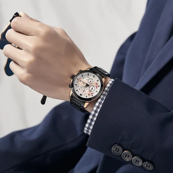 Modne zegarki dla mężczyzn ze stali nierdzewnej markowe zegarki męskie top luksusowej marki wodoodporny sportowy chronograf Relogio Masculino