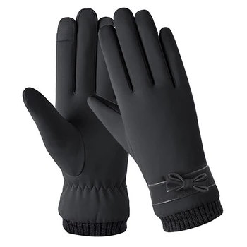 Modne zimowe damskie rękawice wiatroszczelne wodoodporne wewnętrzne pluszowe ciepłe damskie rękawice ekran dotykowy przyjazny dla skóry miękkie rękawiczki damskie
