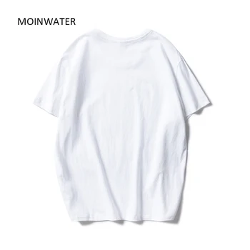 MOINWATER Geometric Print 2020 New Women Fashion T shirts Female Cotton White Black Tops Lady High Street Casual Tees MT20060