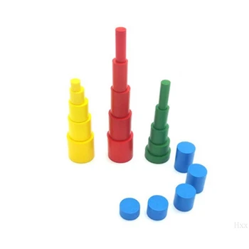 Montessori drewniane cylindry zabawki edukacyjne z kartą dzieci early learning prezent HBB