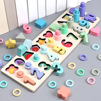 Montessori edukacyjne zabawki drewniane 4-w-1 Magnetyczna wędkowanie gra matematyka wczesna edukacja dziecka wczesnego uczenia się zabawki edukacyjne dla dzieci