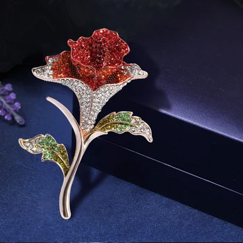 Morkopela Róża Kwiat Rhinetone Broszki Dla Kobiet Moda Luksus Szpilka Broszka Biżuteria Odzież Szalik Szpilki Akcesoria