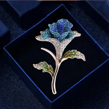 Morkopela Róża Kwiat Rhinetone Broszki Dla Kobiet Moda Luksus Szpilka Broszka Biżuteria Odzież Szalik Szpilki Akcesoria