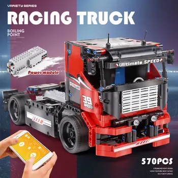 MOULD KING series The Red Racing Remote control Truck Assembly Kits Building Blocks Kid Educational Toys prezenty świąteczne