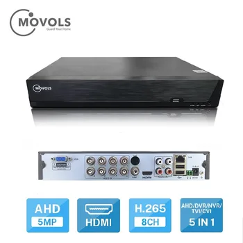 Movols 8CH 5MP H. 265 AHD 5 IN1 magnetowid cyfrowy DVR do monitoringu wideo wyjście wideo HDMI wsparcie dla sygnału analogowego od AHD kamery