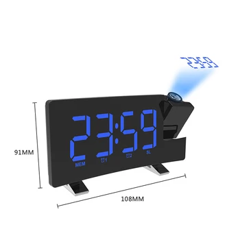 Mult-styl projekcja budzik cyfrowy sufitowy wyświetlacz 180 stopni projektor ściemniacz Radiowy bateria zapasowa ściany projekcja czasu