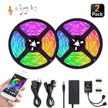 Multifuntion LED 5050 RGB Strip Light 10M(32.8 Ft) UL 12V Adapter Elastyczny Music Smart Tape Lights With Phone APP Controller