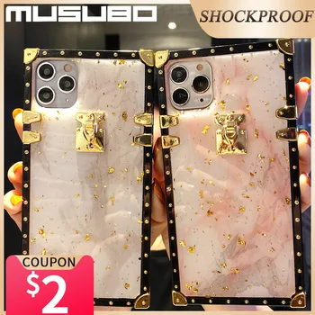 Musubo urządzony w luksusowym etui dla iPhone 12 Pro Max 11 XR X tylna pokrywa kwadratowa dla iPhone SE 2020 8 Plus 7 Hoesje Fundas odporna na wstrząsy Coque