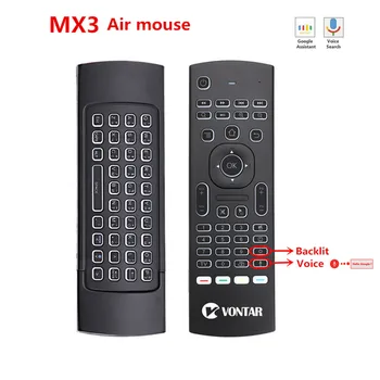 MX3 z podświetleniem Air Mouse Smart Voice Remote Control MX3 Pro 2.4 G bezprzewodowa klawiatura Gyro IR dla Android TV Box T9 X96 mini max H96