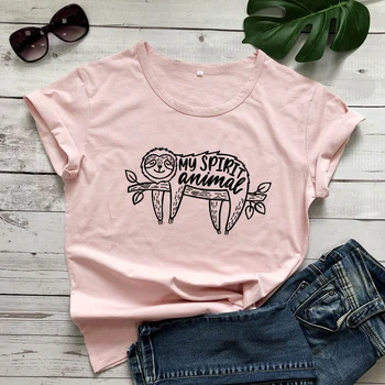 My Spirit Animal T-shirt Funny Unisex Short Sleeve Hipster Lenistwo Tees Tops Cute Women graficzny slogan, bawełniana t-shirt odzież uliczna