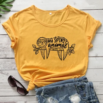 My Spirit Animal T-shirt Funny Unisex Short Sleeve Hipster Lenistwo Tees Tops Cute Women graficzny slogan, bawełniana t-shirt odzież uliczna