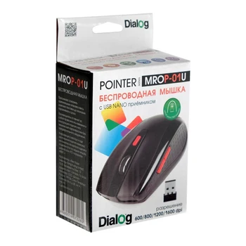 Mysz Dialog MROP-01U, wireless, optyczny, 1600 dpi, 2xAAA, USB, czarny 4685292