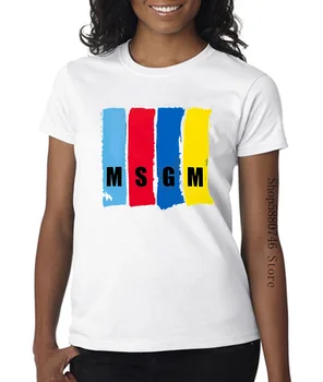 Męska Koszulka Klasyczna Kolorowa Grafika Msgm Zabawna Koszulka Nowość Koszulka Damska