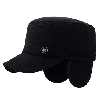 Męska zimowa czapka z daszkiem wzór твидовая ciepła ушанка czapki z płaskim dachem tato kapelusz czarny szary