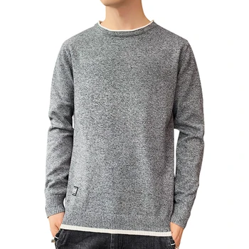 Męski pulower O-neck bawełna moda jednolity kolor sweter jesień zima Nowy z długim rękawem casual sweter z dzianiny M-3XL 6 kolorów