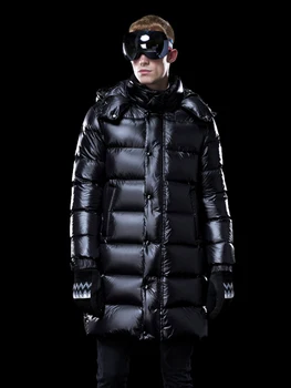 Męskie dół zbiórki kurtka długi płaszcz zimowy gruby ciepły fugu gęsi puch kurtki odzież męska 2020 z kapturem płaszcz plus size KJ3115