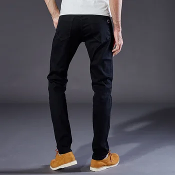 Męskie dżinsy czarny wysoki stretch denim marki męskie jeans rozmiar 30 32 34 35 36 38 40 42 spodnie spodnie męskie modne slim fit