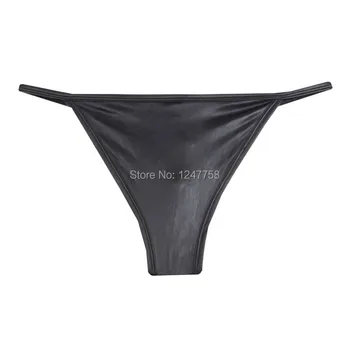 Męskie smyczki żelazne majtki Jockstrap Gay Underwear Leather Like Low-Rise Bikinis