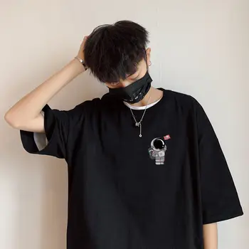 Męskie t-shirty z krótkim rękawem pary drukowanych Harajuku Ins Loose 3XL All-match koreański styl modny męski codzienne bawełna O-neck New Chic