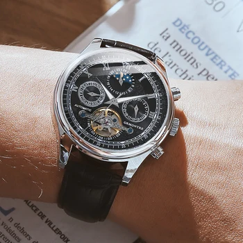 Męskie zegarek mechaniczny tourbillon luksusowe modne markowe skórzane męskie męski zegarek sportowy zegarek męskie zegarki automatyczne Relogio Masculino grmontre