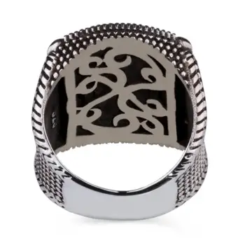 Mężczyzna pierścionek ze srebra próby 925 z czarnym kamieniem Onyks moda turecki wysokiej jakości ręcznie Jawelery