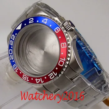 Nadaje się do NH35 NH35A NH36 NH36A mechanizm GMT zegarki Zegarek Oyster Bransoletka czerwony niebieski pierścień wstaw Bliger 40 mm obudowa godzin części zamienne