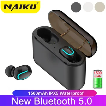 NAIKU Wireless Headphones 5.0 słuchawki stereo słuchawki Bluetooth TWS Bezprzewodowy zestaw słuchawkowy Bluetooth z ładowania skrzynią