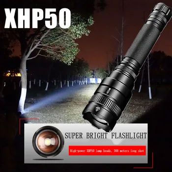 Najmocniejszy latarka Xhp50 Ultra Bright Wodoodporny Linterna Led Torch Use 2*18650 Battery for Camping,Outdoor Light