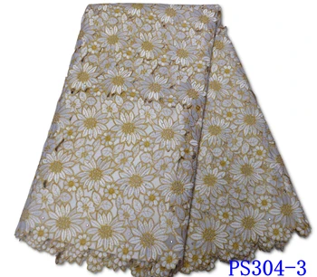 Najnowsza afrykańska tkaniny 2020 szwajcarska zasłona bawełna suche koronki wysokiej jakości białe nigeryjski suknia ślubna PS304