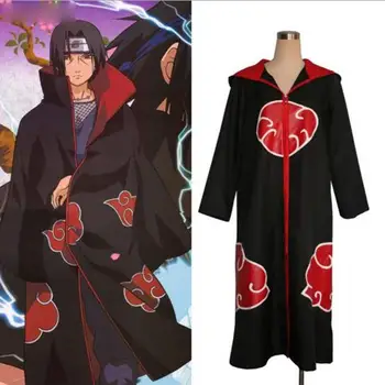 Naruto Cosplay Strój Akatsuki Płaszcz Z Kapturem Naruto Itachi Uchiha Anime Cosplay Kostium