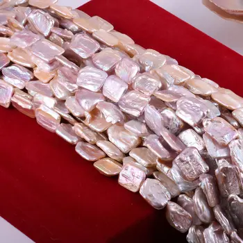 Naturalne słodkowodne perły frezowanie kwadratowy kształt luźne koraliki DIY kobiet naszyjnik bransoletka biżuteria produkcja biżuterii 16x22mm