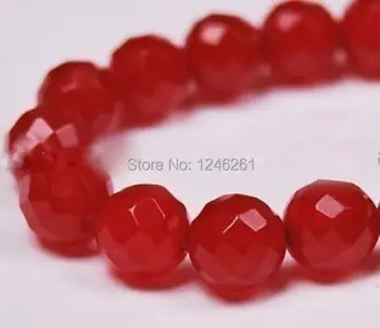 Naturalny AAA 8 mm okrągły fasetowany Czerwony Rubys Jaspers luźne koraliki kamień naturalny biżuteria 15 cali cena hurtowa