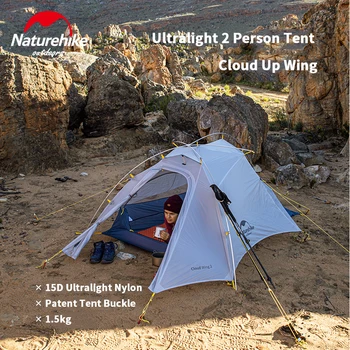 Naturehike Camping Tent 15D Cloud Up Wings 2 Person 1.5 kg Ultralight Inner 20D Double Line Lattice Nylon Tourist Tent Wodoodporny