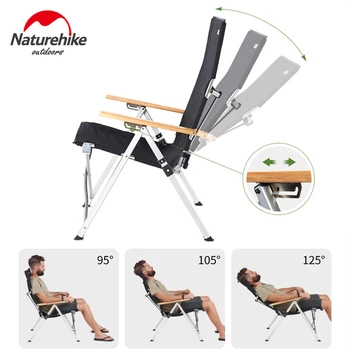 Naturehike krzesło camping krzesło regulowane smak krzesło odkryty camping aluminium drewniana podłoga relaks krzesło wędkarskie krzesło