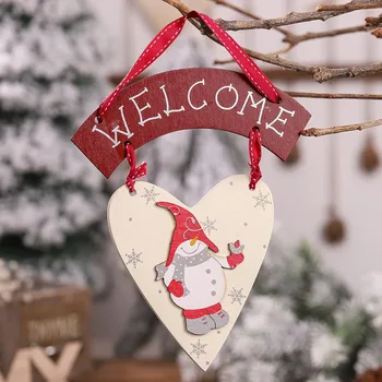Navidad 2020 Wooden Love Snowman Hanging Pendant Christmas Tree for Home Decorations Garland New Year 2021 Noel Crafts ornament