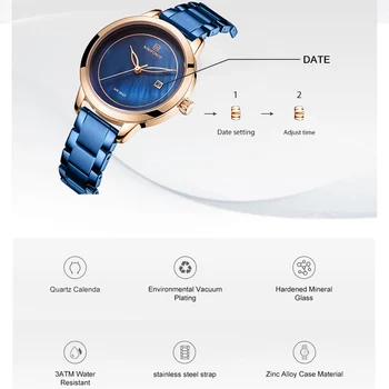 NAVIFORCE modne zegarki dla kobiet dorywczo proste kreatywne wodoodporny zegarek ze stali nierdzewnej zegarek damski Relogio Feminino