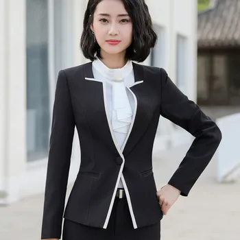 Naviu New Business Formal Blazer Women Fashion Elegant Long Sleeve Slim Jacket Office Ladies Bawełniane Topy