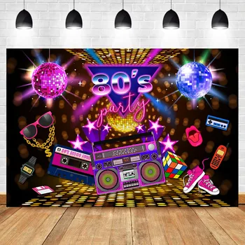 NeoBack 80s Party background Disco Theme Retro 80's Birthday Background Photography Sign 1980's Neon Eighties Photobooth Props