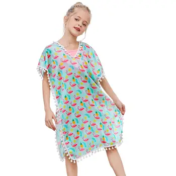 New Beach Girls Cover-ups Swimsuit Soft Summer Beachwear Dress Wraps for Girl Cute Pomponem Chlid Casual Swimsuits