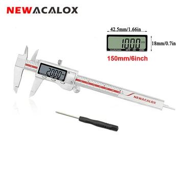 NEWACALOX 150 mm/0-6 cali suwmiarka нониус 0,02 mm/0,001 cala precyzyjne narzędzia pomiarowe suwmiarka cyfrowa metryczny metalowy cyrkiel
