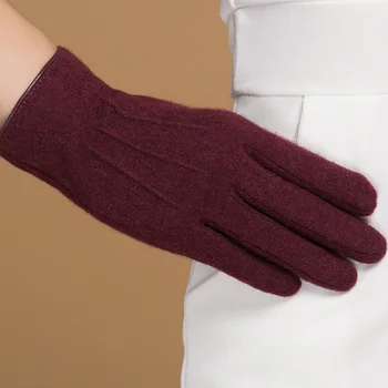 NH zimowe wełniane kaszmiru rękawice Dla Kobiet, Jesień nowy marka odzieżowa czarne ciepłe, miękkie rękawiczki do jazdy 3-styl 4-kolorowe mitenki