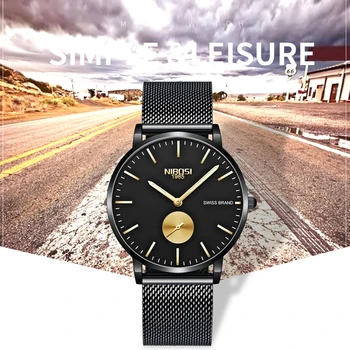 NIBOSI Watch Men Simple Fashion Swiss Brand zegarek kwarcowy luksusowe kreatywne wodoodporne złote dorywczo mężczyzna zegarka Relogio Masculino