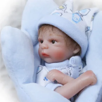 Nicery 8 cm 20 cm Bebe Reborn mini lalka miękki silikon realistyczne zabawki na prezent dla dziecka boże Narodzenie ładny chłopiec Niebieska poduszka